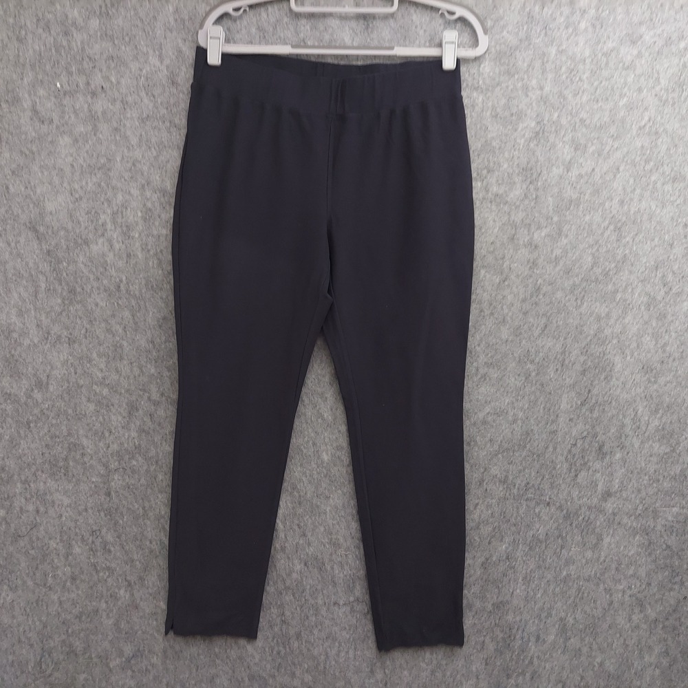 Eileen Fisher Washable Stretch Crepe Pant‎ S Navy Slim Ankle Minimalist Pull On